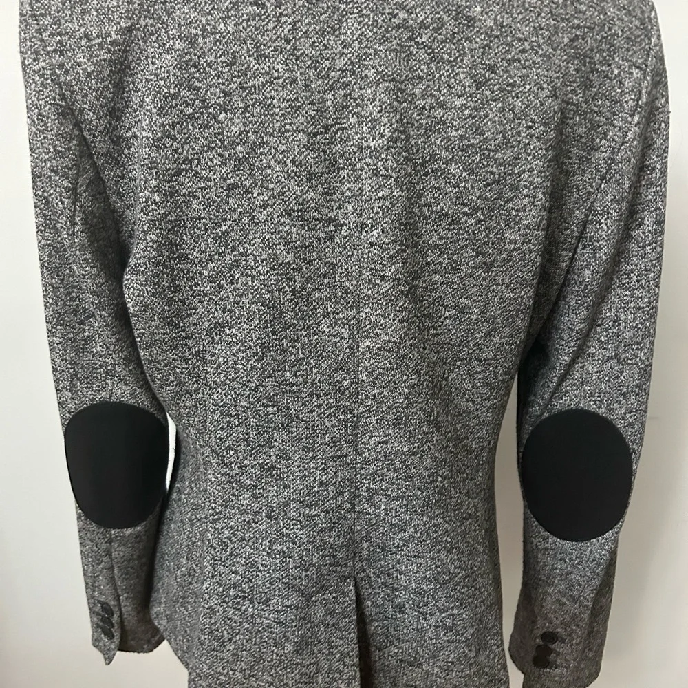 Tommy Hilfiger Charcoal Knit Blazer with Black Suede Elbow Patches. Sz 12 - Picture 3 of 4